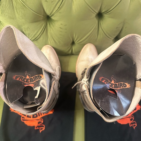 Freebird Cream and Silver Lace-Up Boots - Picture 12 of 16